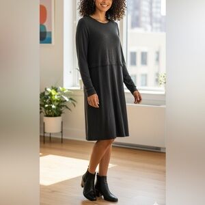 Eileen Fisher Dark Gray Jersey Long Sleeved Dress